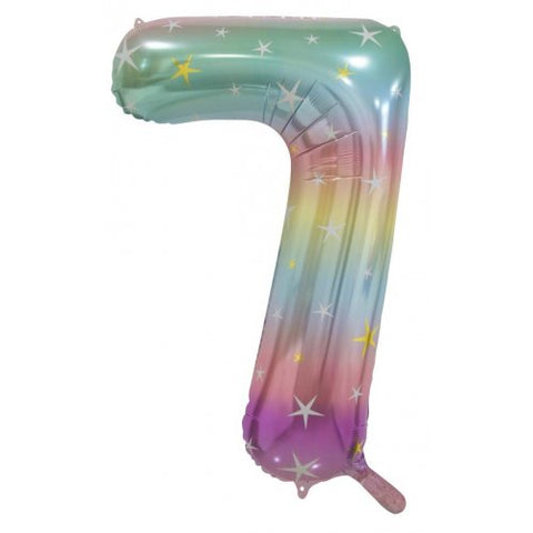 Pastel Rainbow Number 7 Foil Balloon #213797