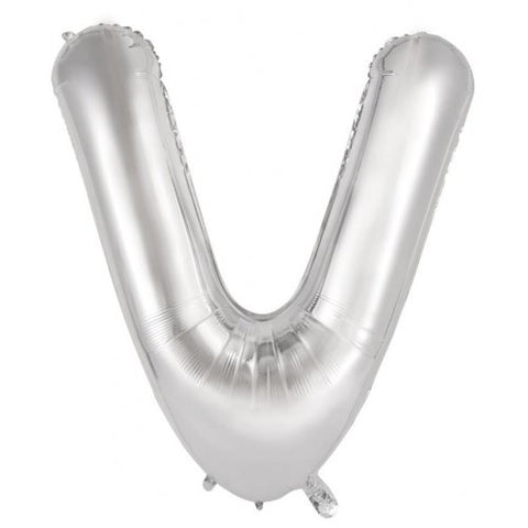 Letter Balloon V Silver Foil 86cm Balloon #213921