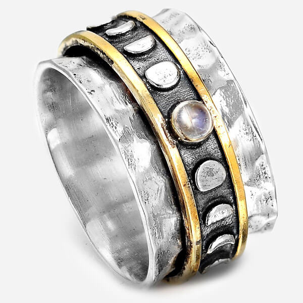 Bold Incredible Sterling Silver Moon Phase Ring 