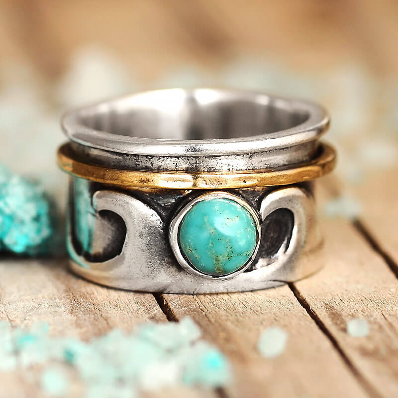 Turquoise Ring 925 Sterling Silver Spinner Ring Fidget Ring Handmade Ring B19