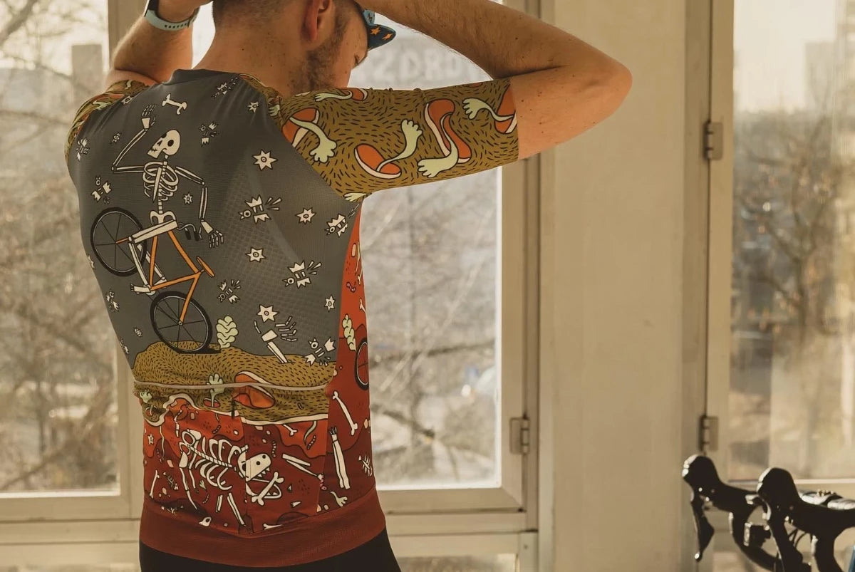 Koszulka Rowerowa Męska AM Cycling Skeleton