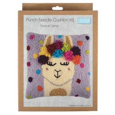 Punch Needle Kit: Cushion: Festival Llama