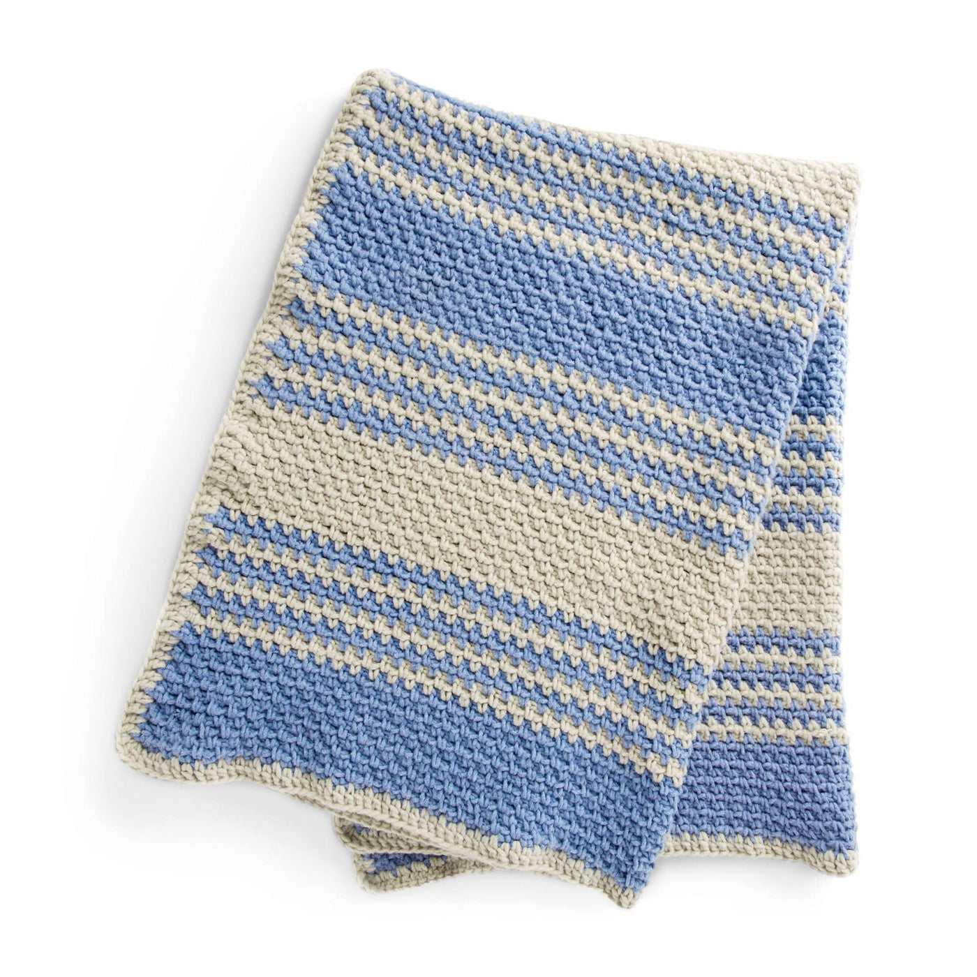 CROCHET PATTERN DOWNLOAD - Bernat Forever Fleece Linen Stitch Stripes Crochet Blanket