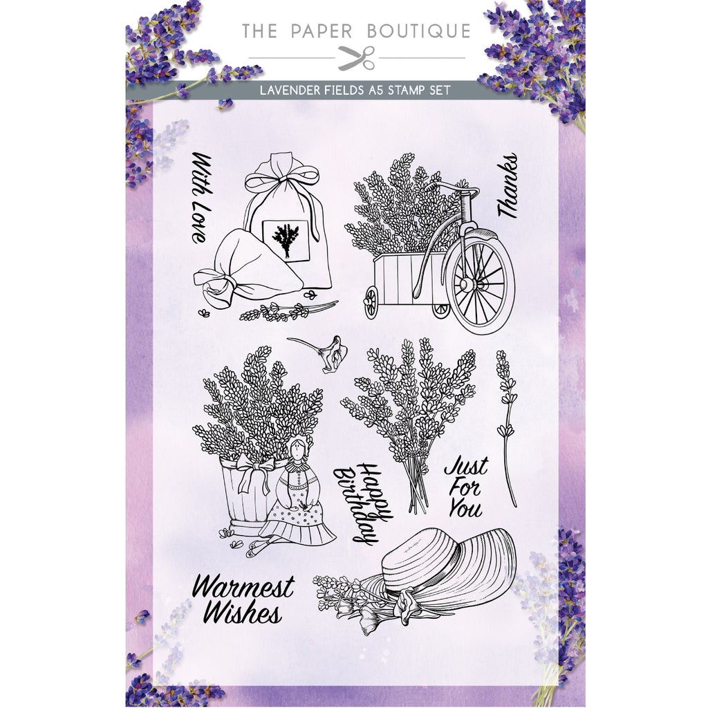 The Paper Boutique Lavender Fields A5 Stamp Set