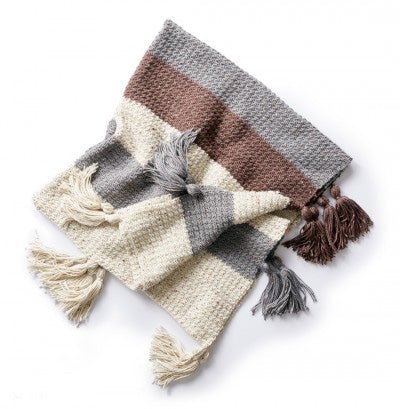 CROCHET PATTERN - Caron Tweed Tassel Down Crochet Blanket