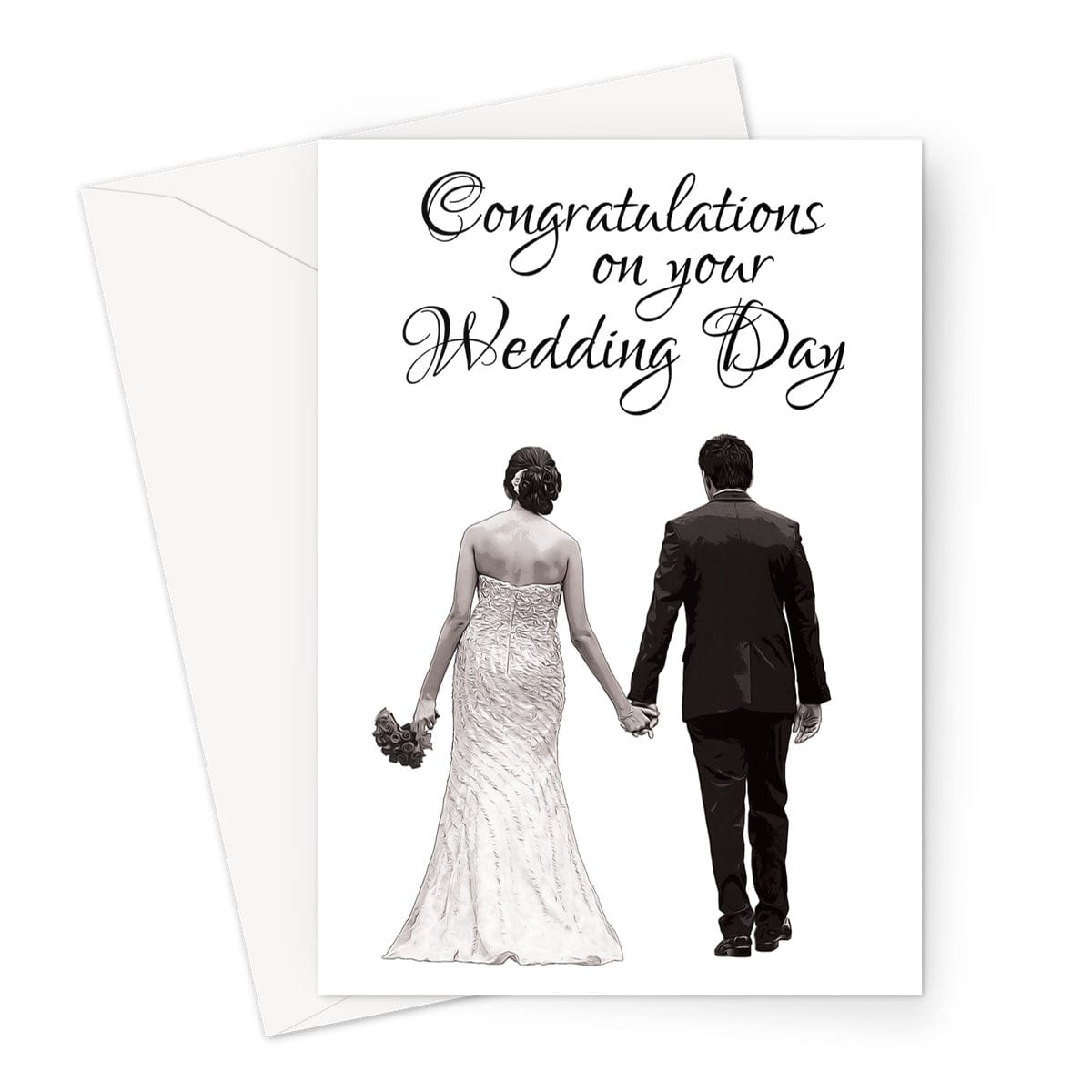 Wedding Congratulations Card - Mr & Mrs Traditional Photo - A5 ...