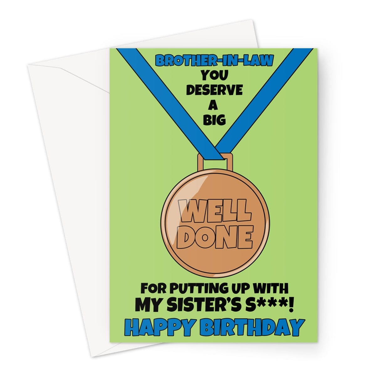 Happy Birthday Card For Brother-in-law- Funny Well Done Medal ...