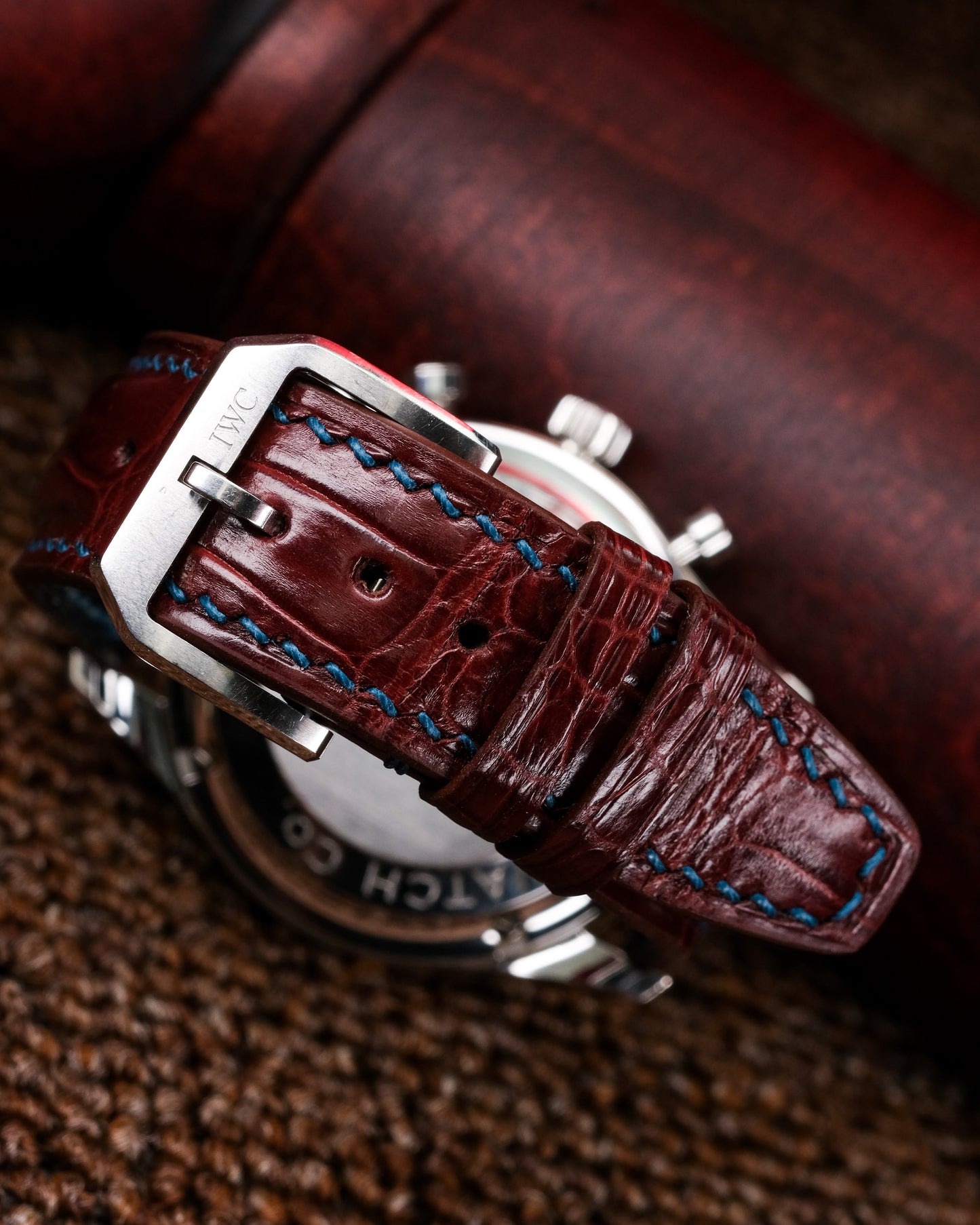 Bespoke Watch Strap in Reddish Brown Crocodile