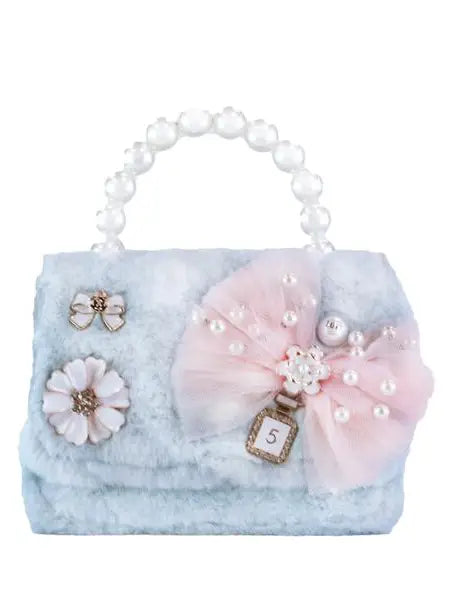 Bow and Floral Furry Purse
