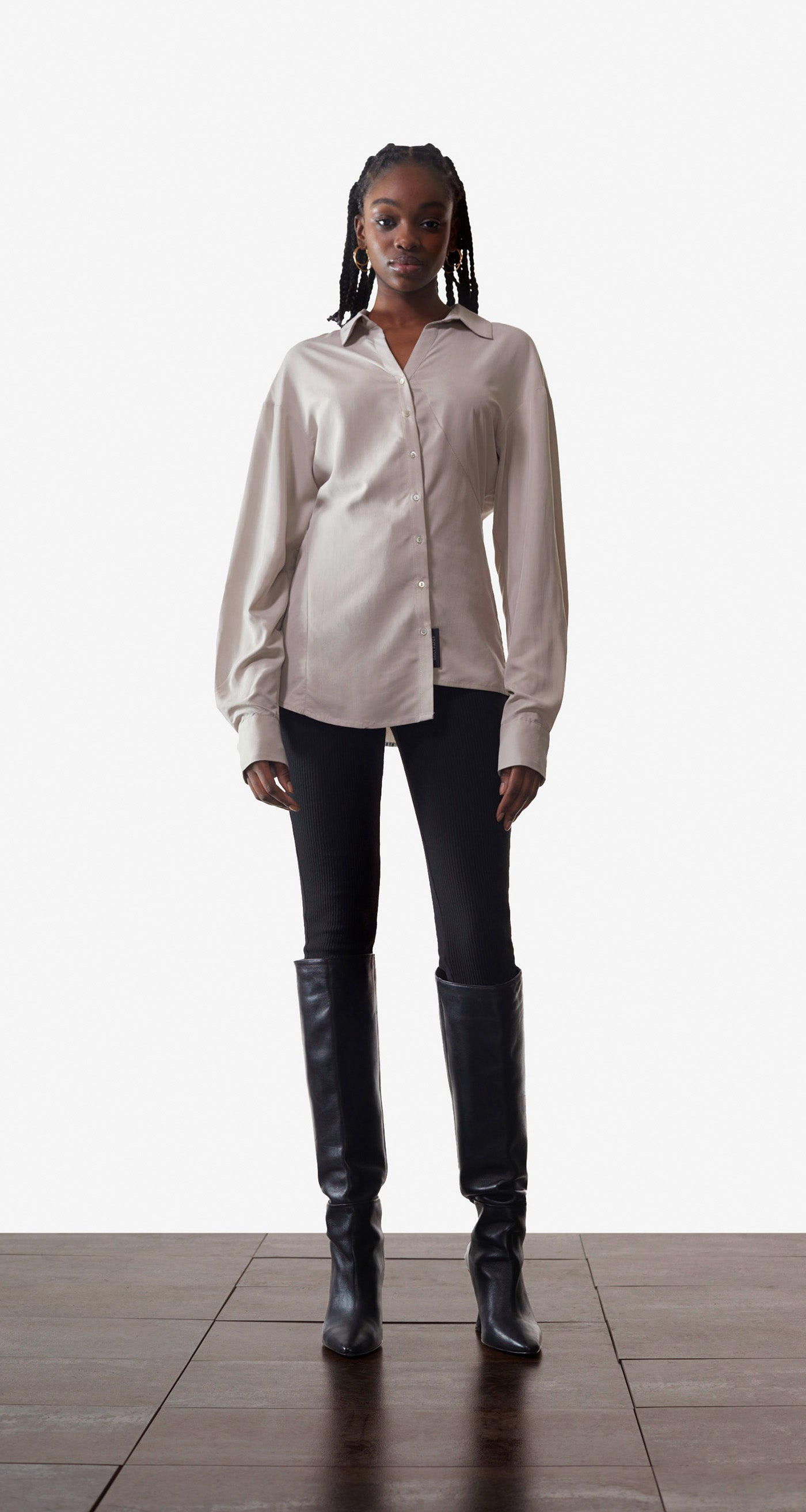 DP - Nacreous Clouds Beige Novalynn Blouse - Wmn - Front Rear