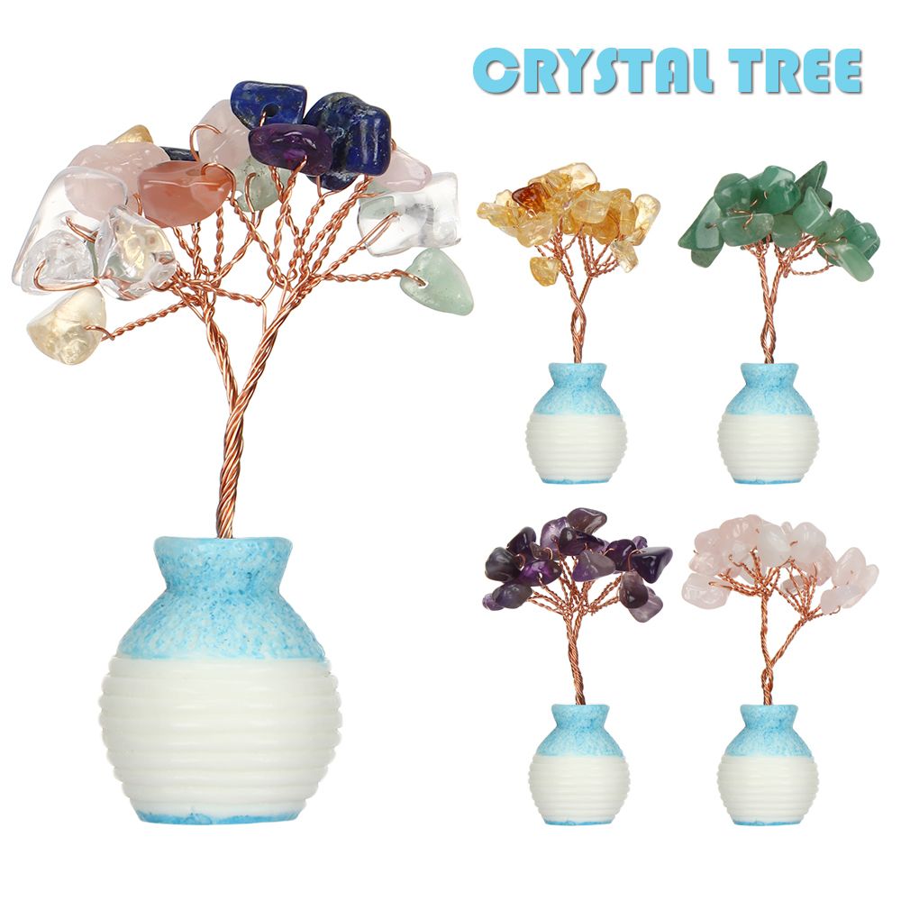 Crystal Lucky Tree Healing Crystals Copper Money Tree Spiritual Gift 3 size