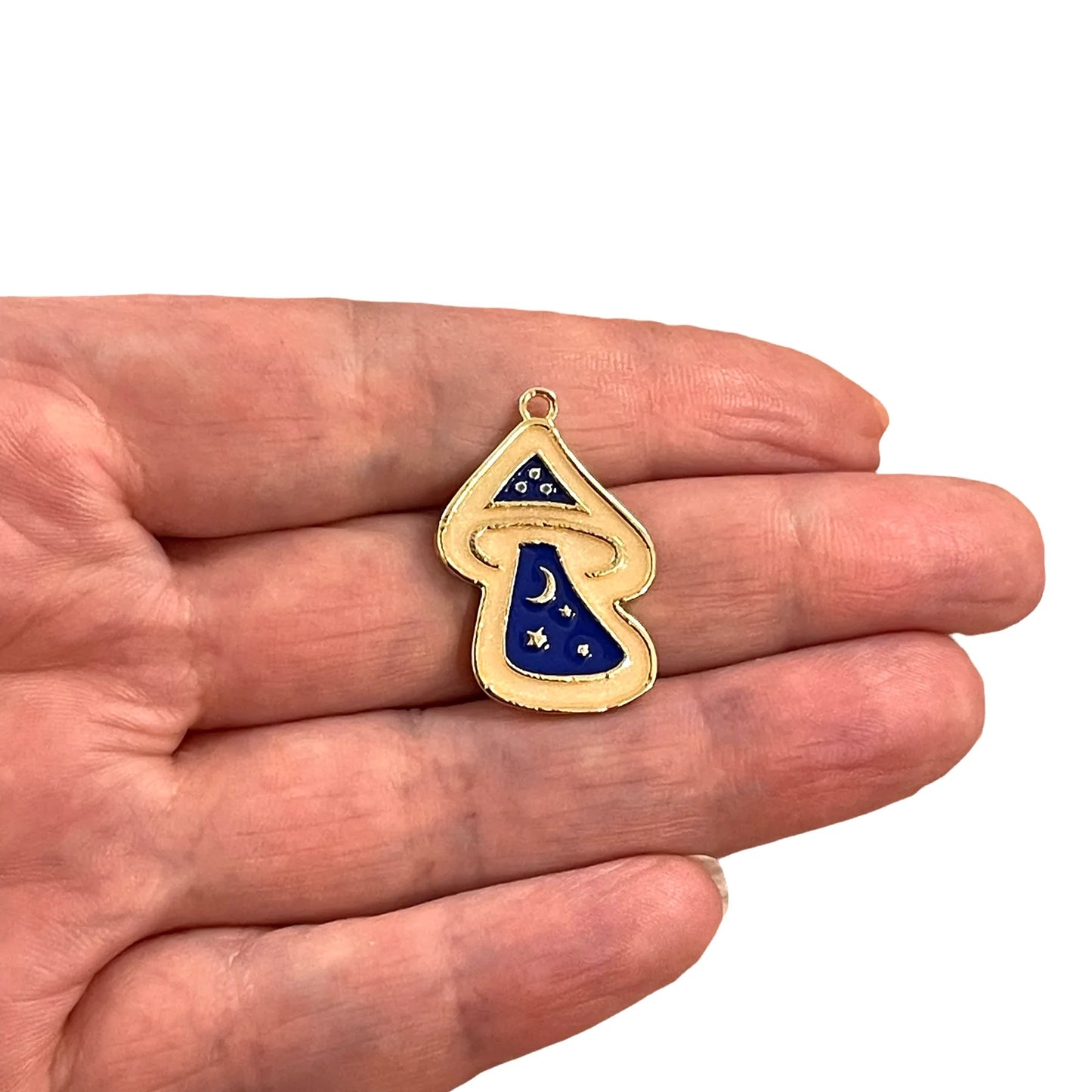Vergoldeter Emaille-Zauberpilz - Marineblau