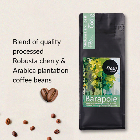 Barapole | 100% Freshly Roasted Robusta Arabica Blend | Custom Ground | Single Origin | No Chicory | Medium Roast | Not an Instant Coffee |