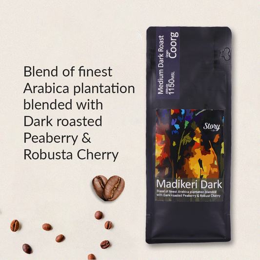 Medikeri Dark | 100% Freshly Roasted Robusta- Arabica Blend | Custom Ground | Single Origin | No Chicory | Medium Roast | Not an Instant Coffee
