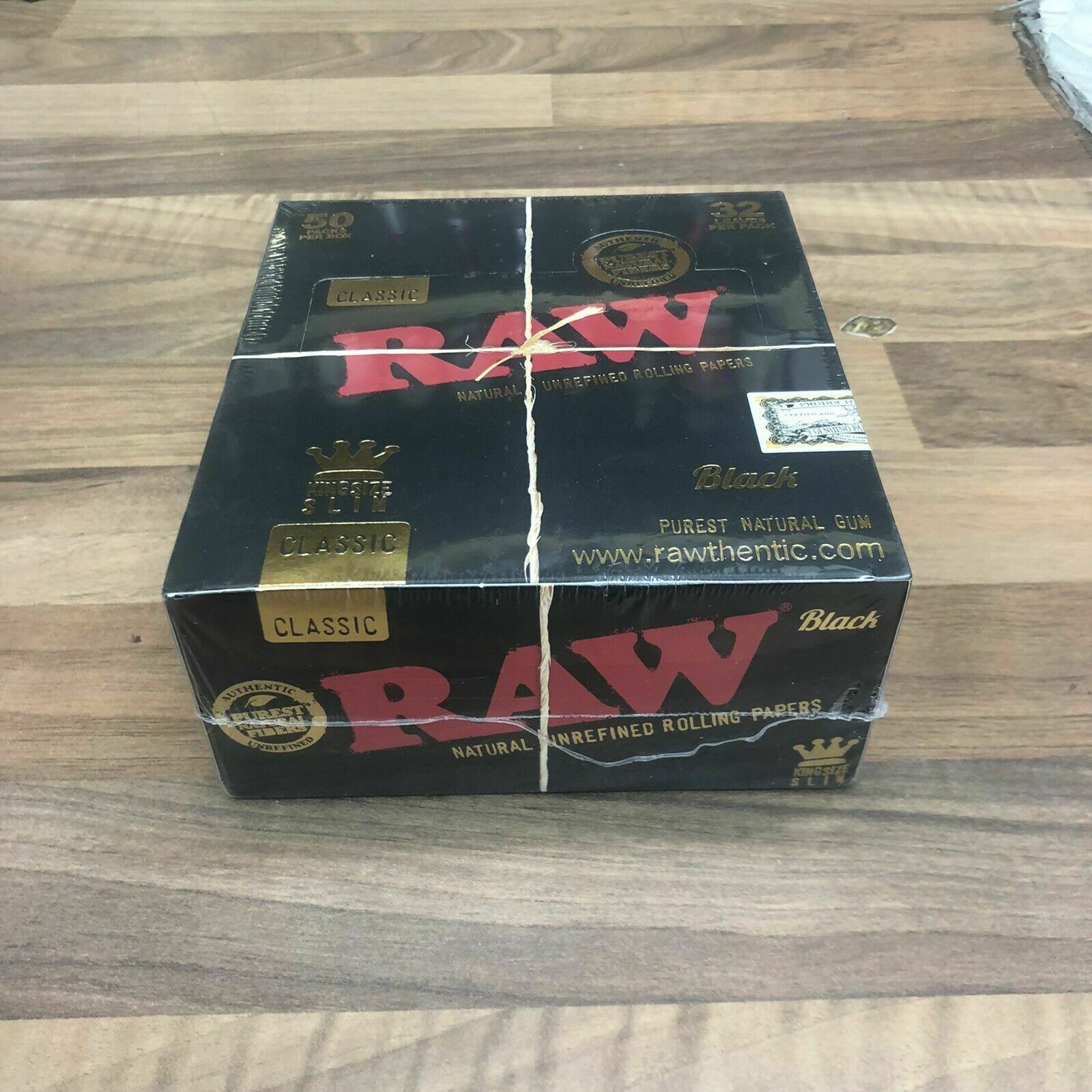RAW Black Rolling Papers King Size Slim Classic Natural Unrefined Skins 110mm 