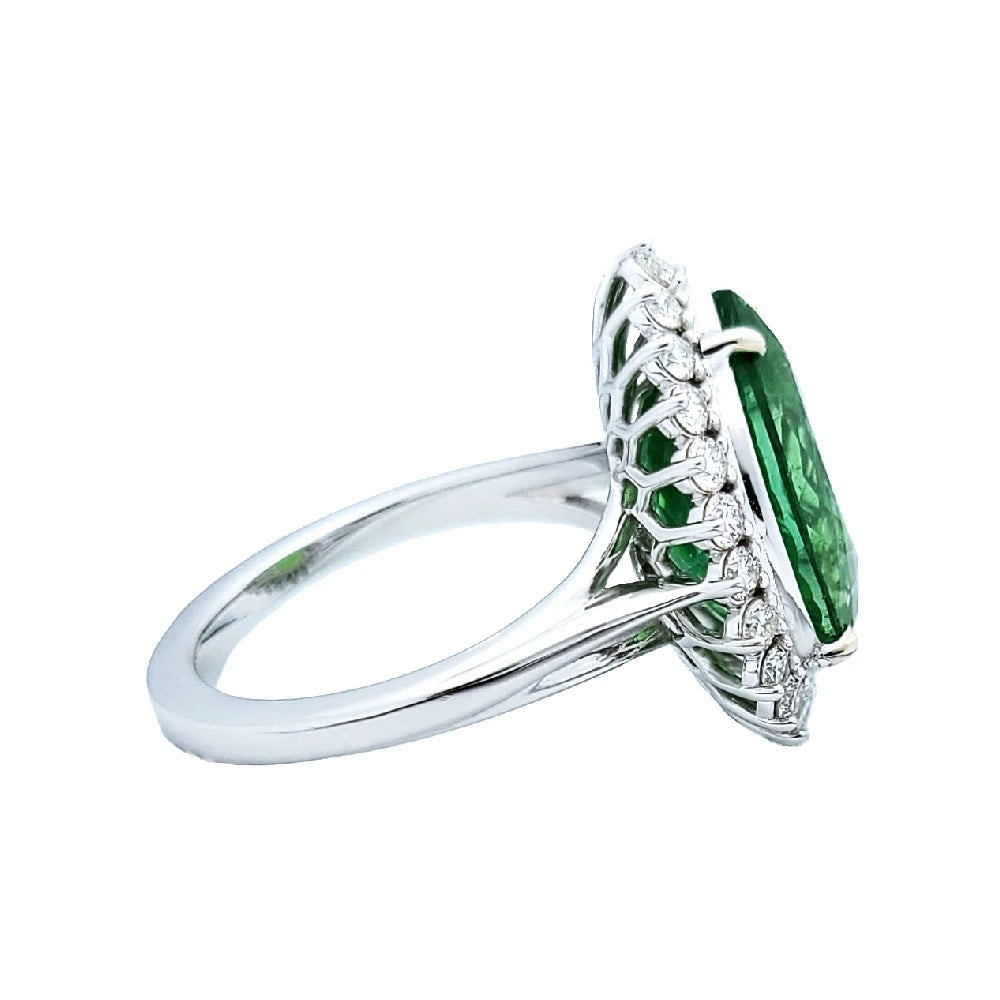 Paraiba tourmaline copper bearing & diamond ring white 14k gold gia certified 9.00ctw pear cut
