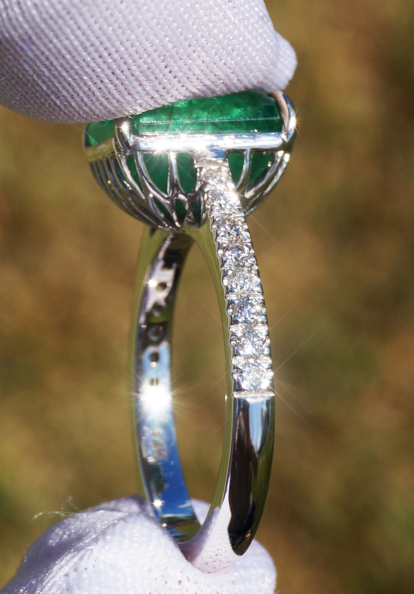 Emerald ring diamond white gold 14k gia certified 5.00ctw