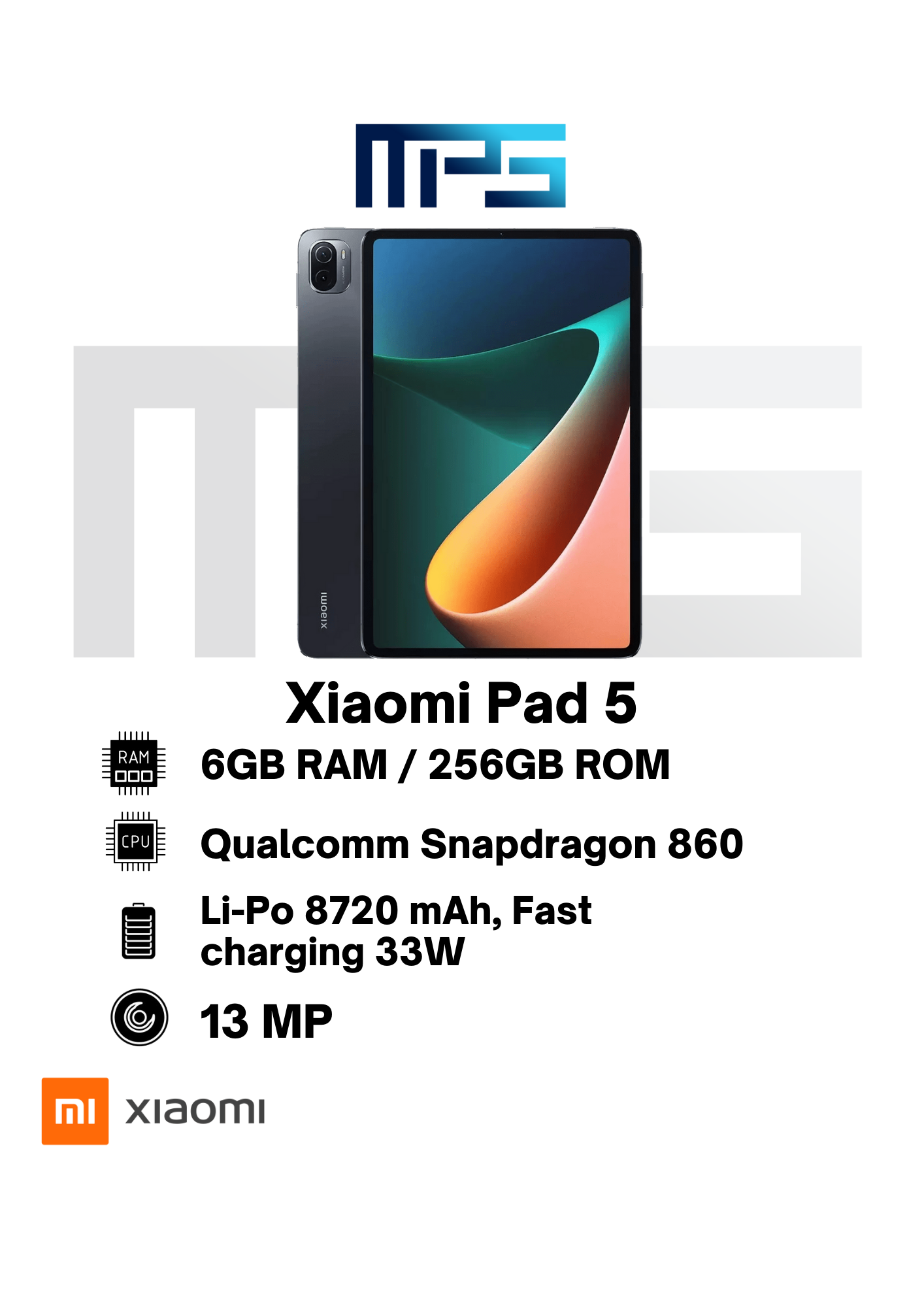 メーカー Xiaomi pad 5 6GB RAM 256GB ROM パールホワイ ト ストレージ