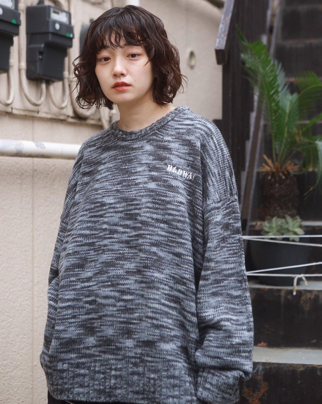 安値 BADWAY BW gradation knit ニット カーキ×グリーン lps