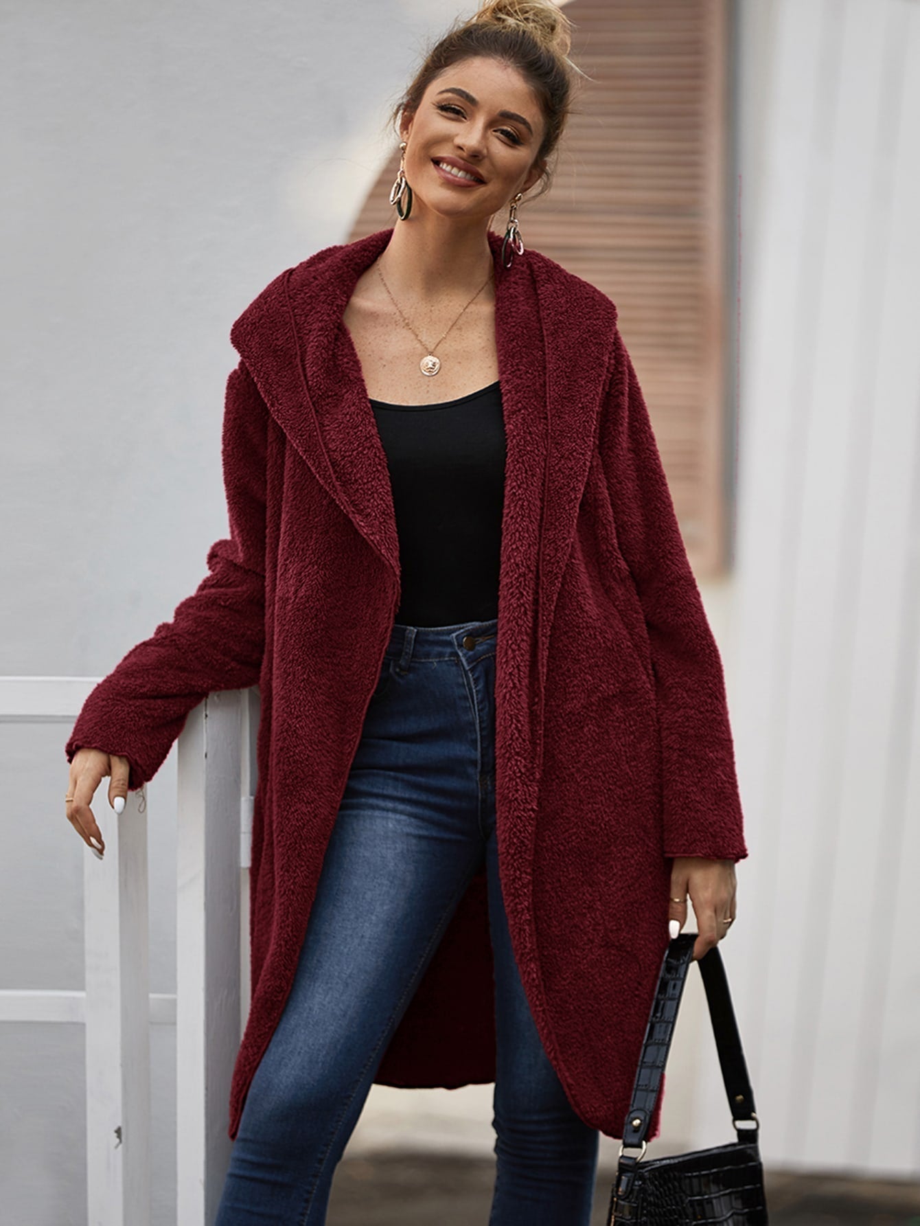 Long Hooded Teddy Coat