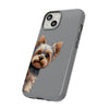 Cute Yorkshire Terrier Peeking Around Corner Tough iPhone Case, gift for dog lover.Compatible with many of iPhone Models. Please See our iPhone model selection list.