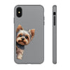 Cute Yorkshire Terrier Peeking Around Corner Tough iPhone Case, gift for dog lover.Compatible with many of iPhone Models. Please See our iPhone model selection list.