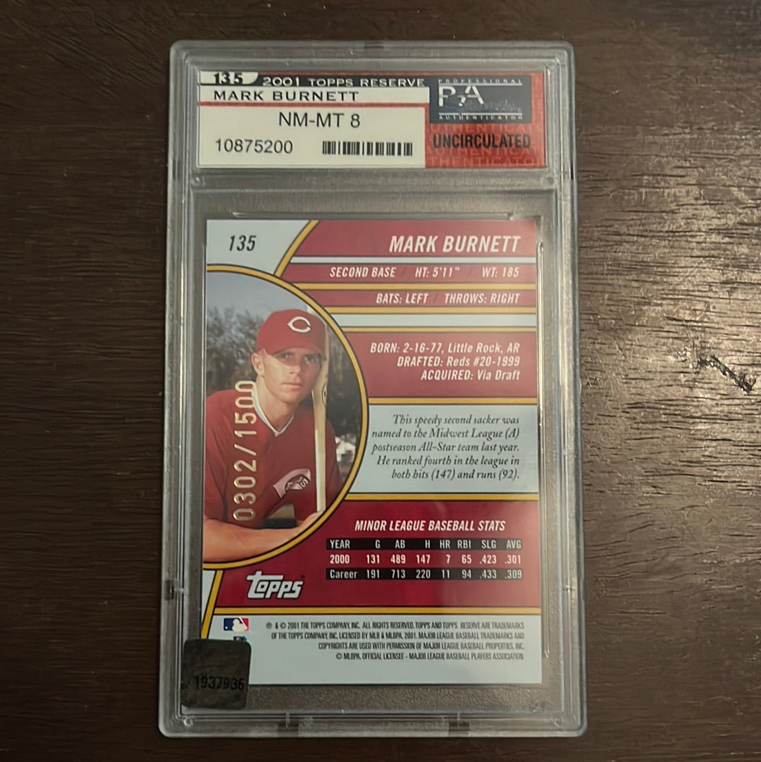 Mark Burnett - 2001 Topps Reserve - PSA Uncirculated - 0302/1500 - Auto