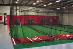 Batting cage, stance mat, netting, baseball training center