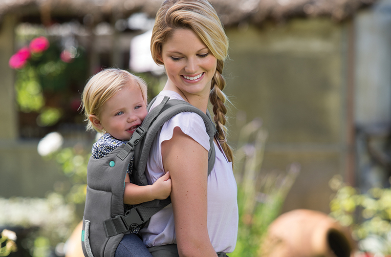 1 year old in baby carrier