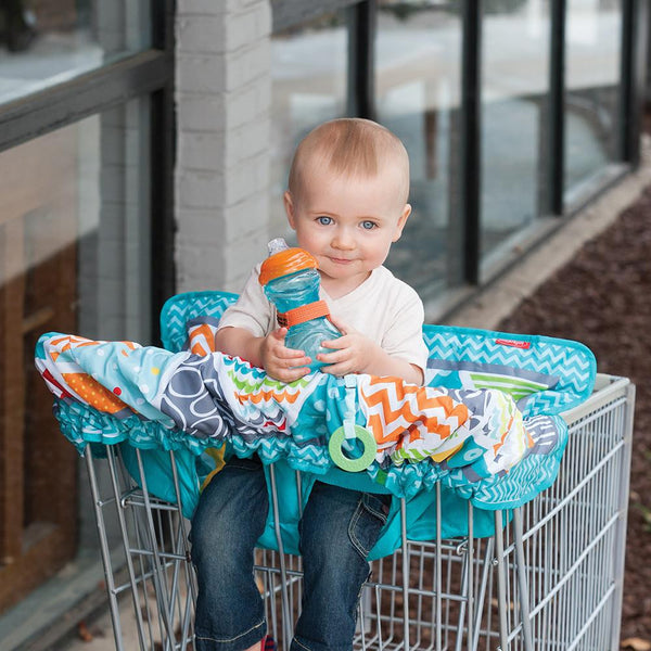 Folds into Pouch for Easy Carrying 2 in 1 Shopping Cart and High Chair Cover for Baby and Toddlers 