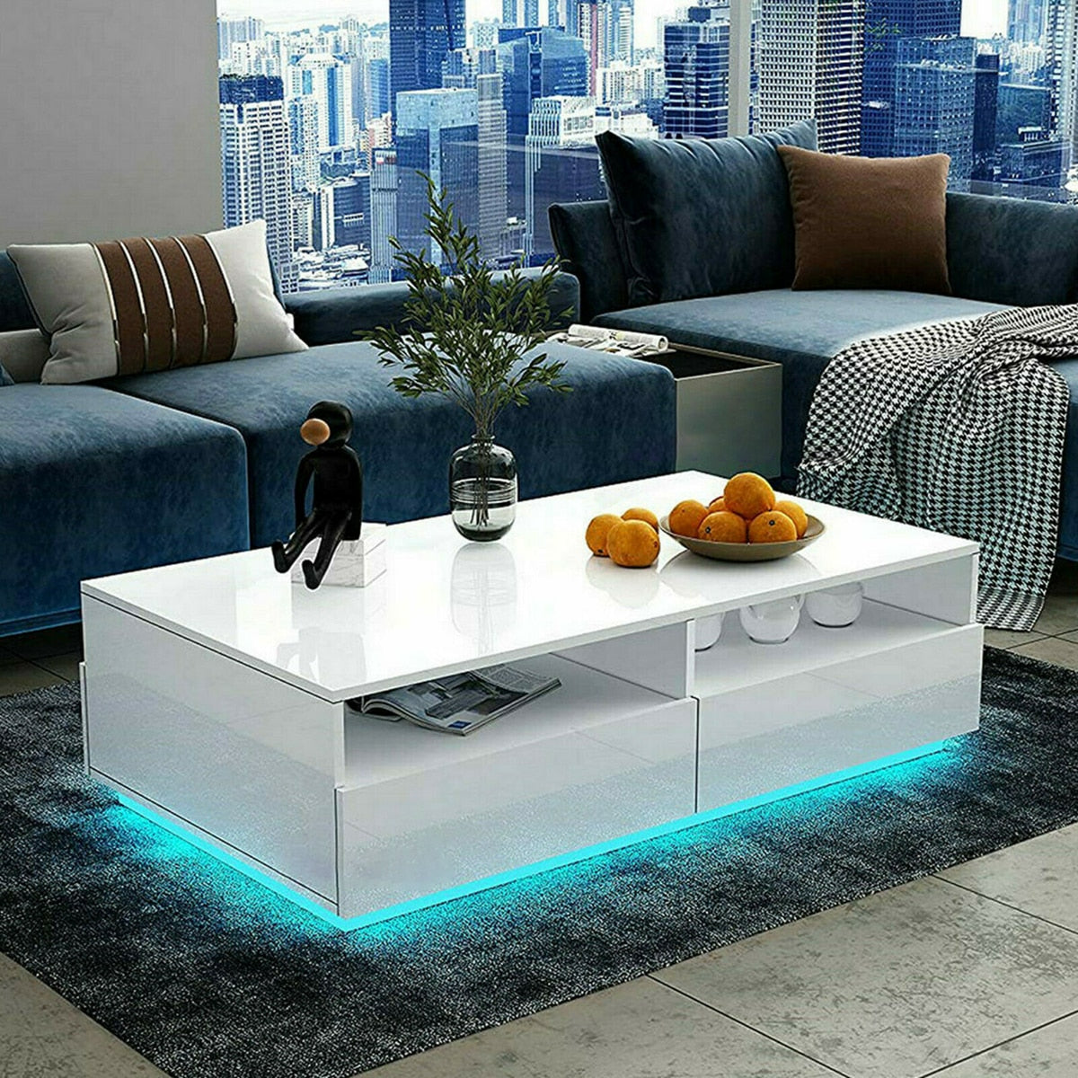 grey led coffee table