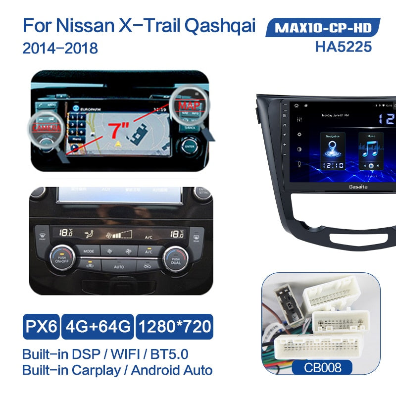 Dasaita Android 10 Car Radio Multimedia Video for Nissan X-Trail xtrail T32 Qashqai j11 Radio 2014-2019 stereo Carplay Auto DSP