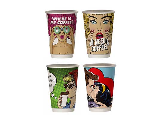 Take away paper cups 16oz mix 16pcs