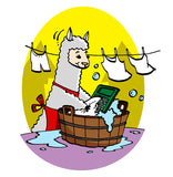 alpaca washing clothes doing laundry