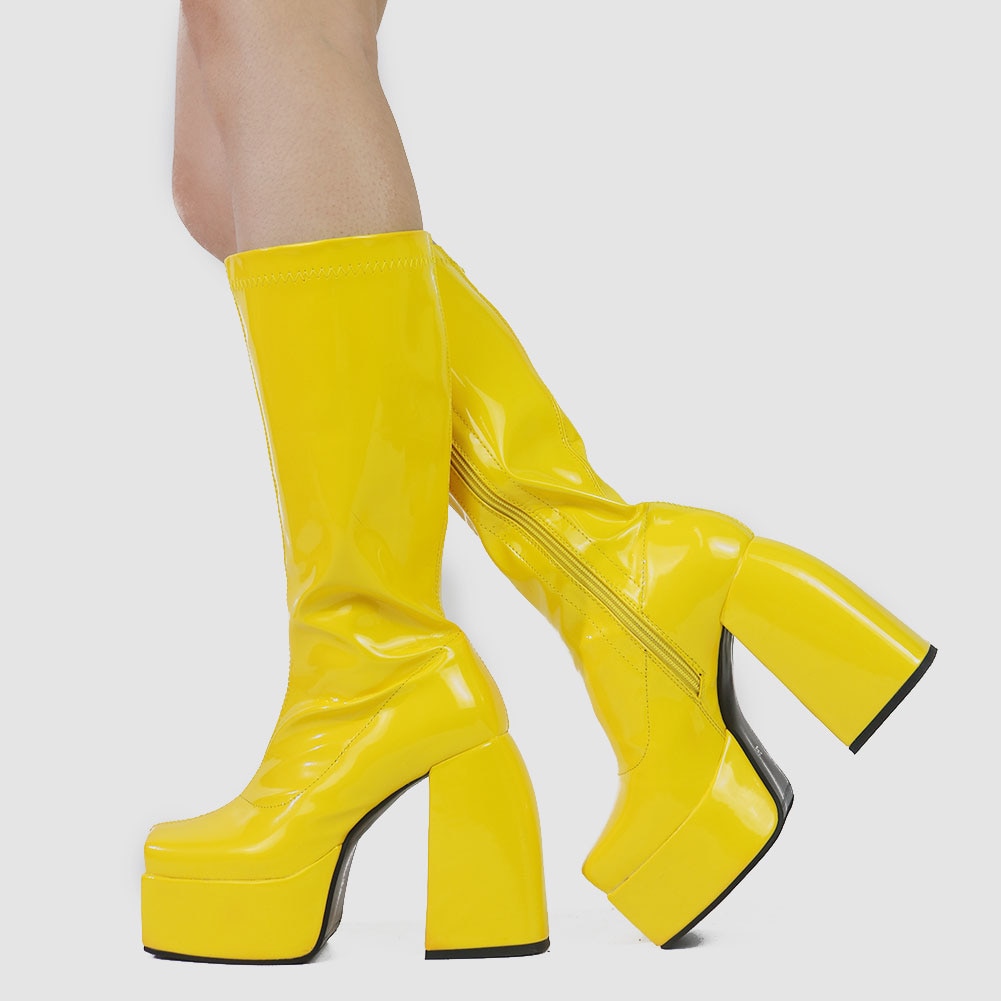 yellow platform boots