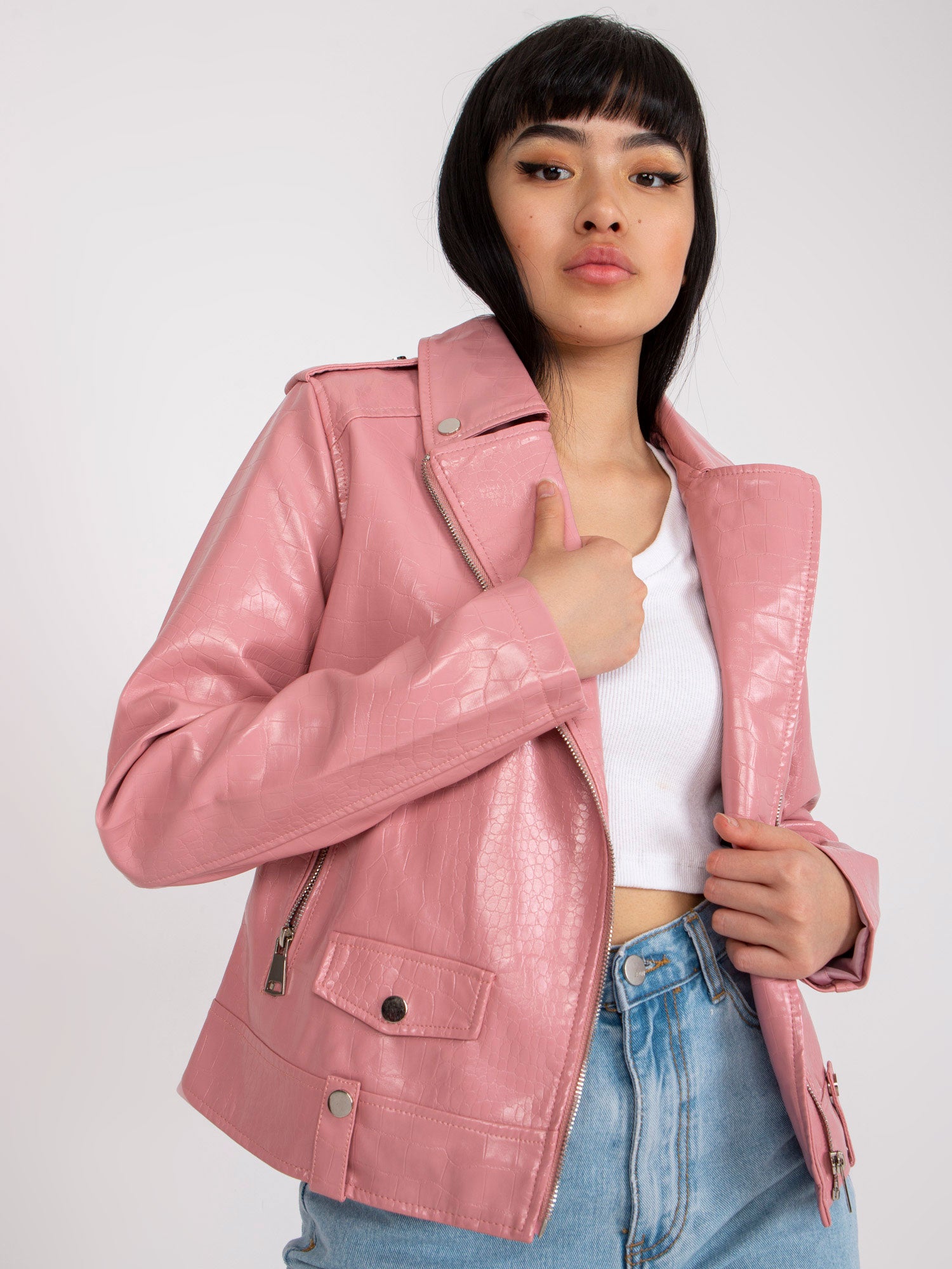 Buy Pink PU Leather Jacket at Strictly