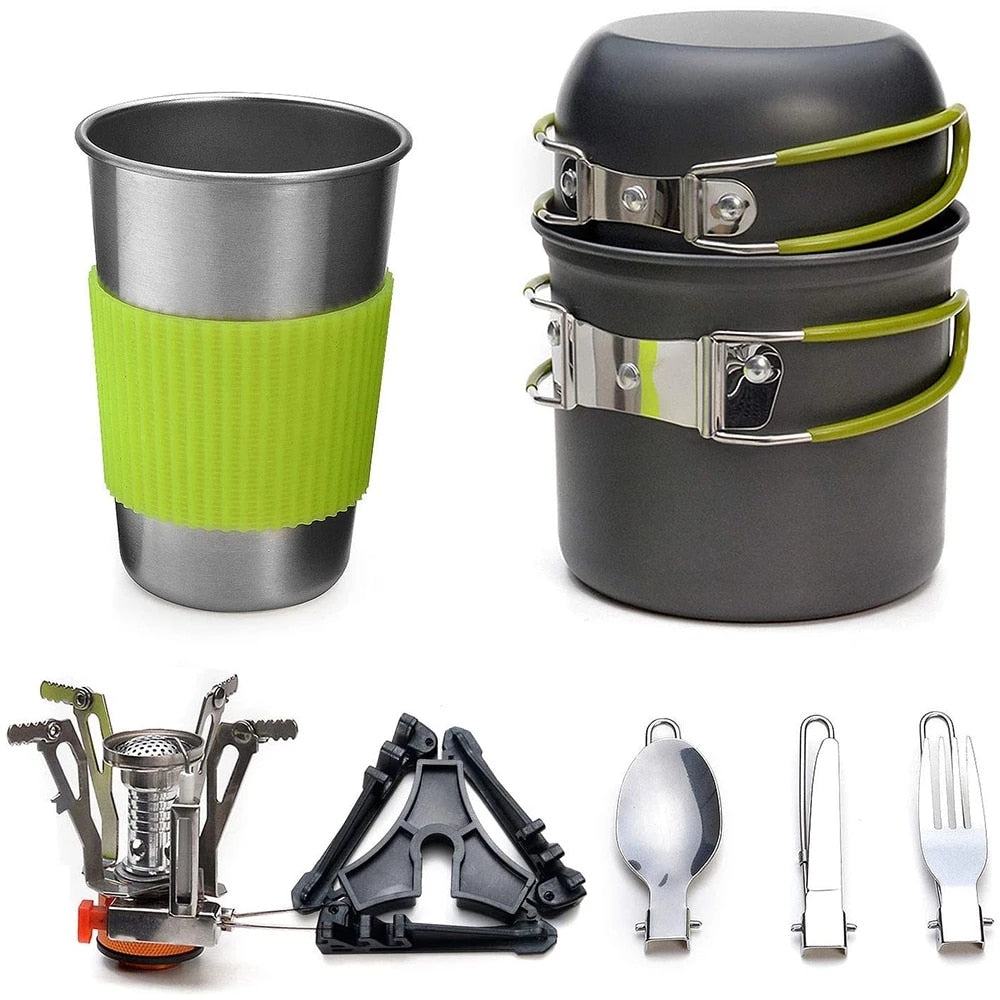 Wingsbro Outdoor Camping Pot Set for 1-2 People Camping Cooking with Portable Bags and Tableware Camping & Hiking Equipment 