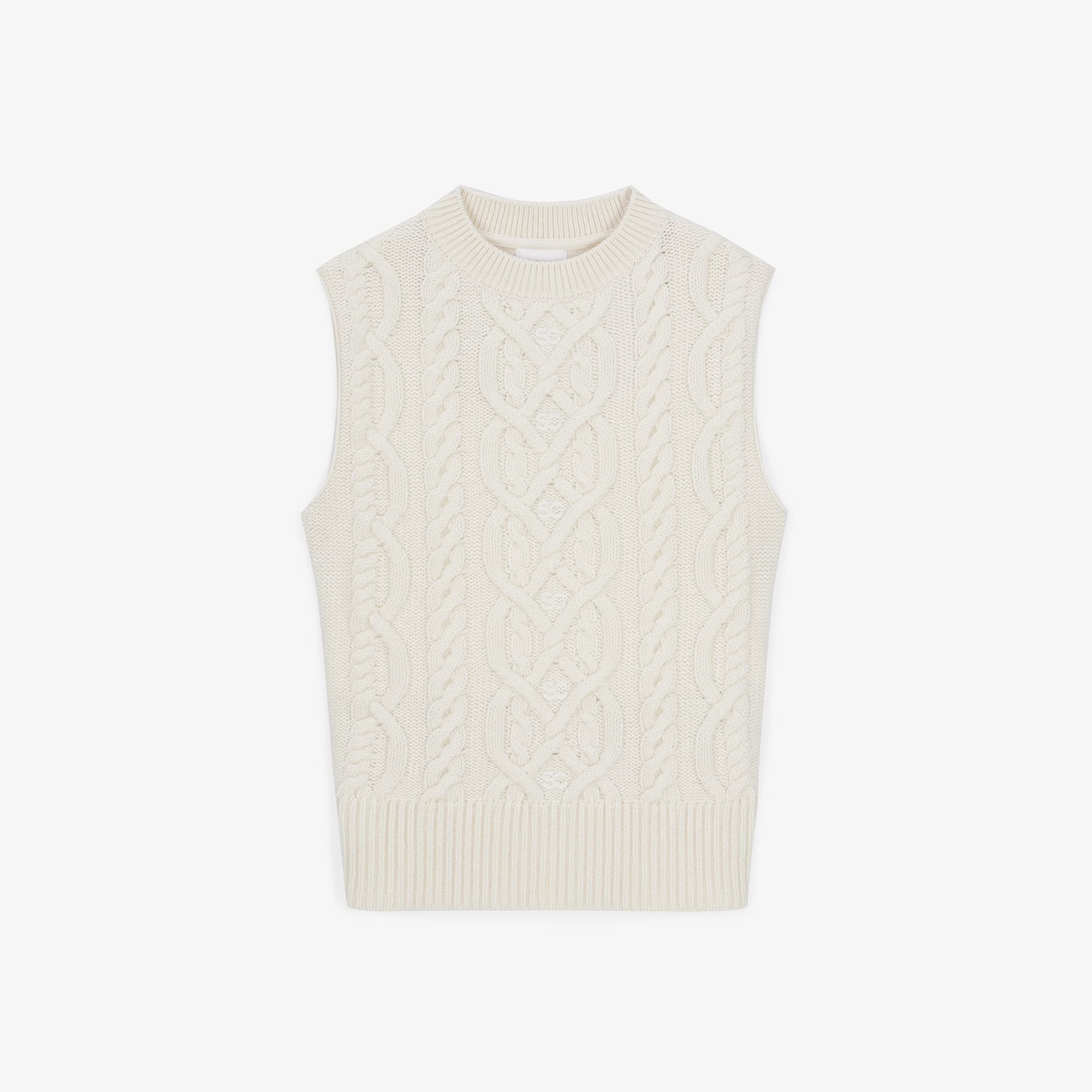 PUR 池田泉 roundslit handknit vest（ivory）-