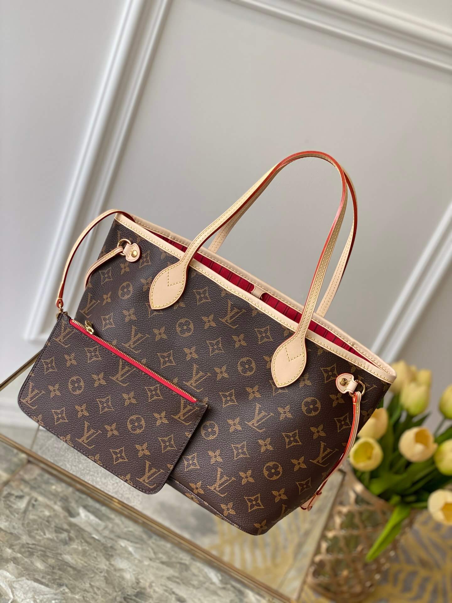 Louis Vuitton Handbag Red Inside