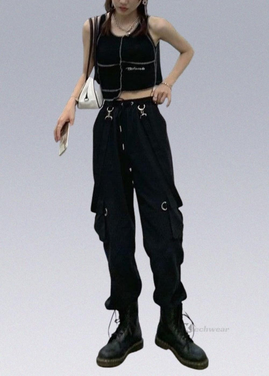 Techwear Style Symmetrical Pockets Cargo Pants for Women