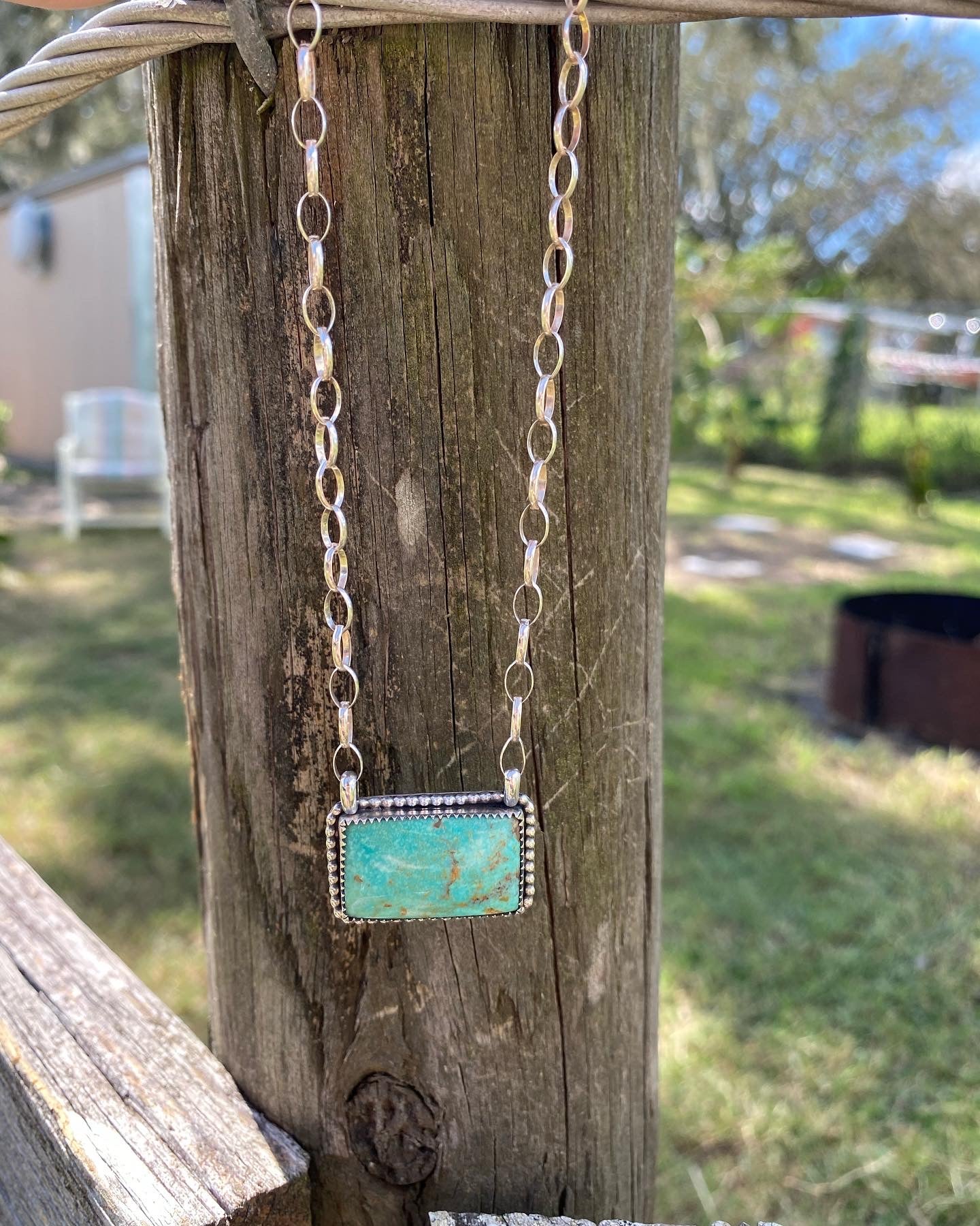 genuine turquoise bar necklace