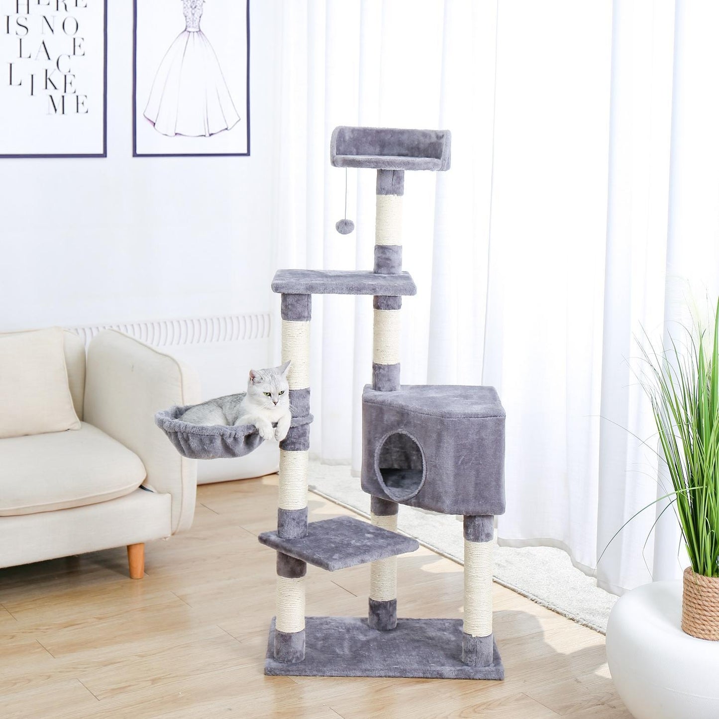 Cat Tree Multi-Level Deluxe Cat Tower with Extra-Large Plush Perch Spacious Hammock and Thick Sisal-Covered Scratching Post - V&A Pet Services and Supplies