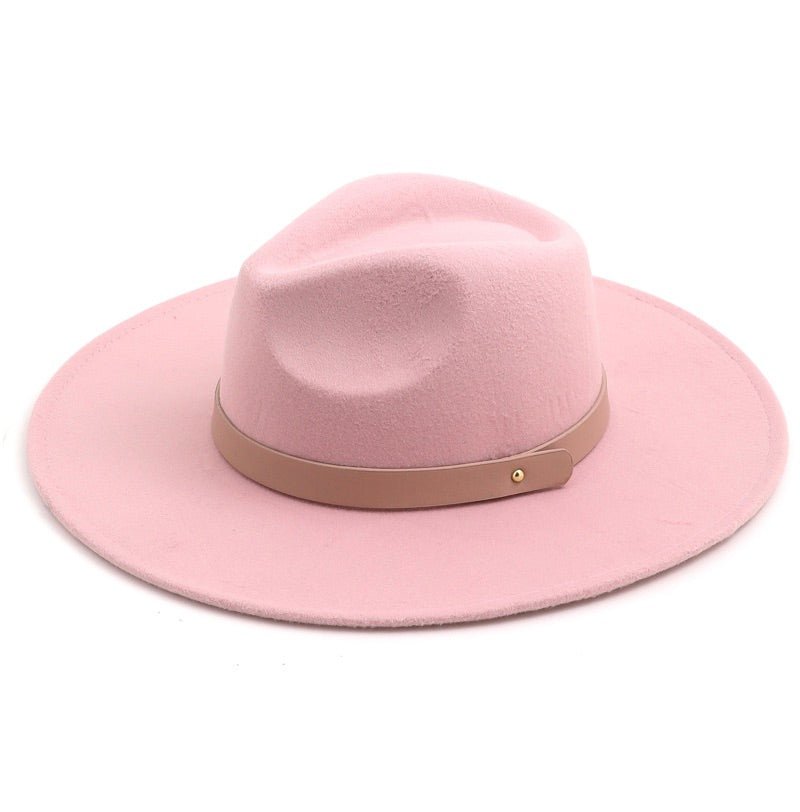 wide brim pink fedora