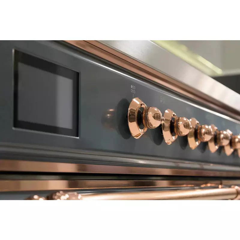 ILVE 36" Majestic II Dual Fuel Range with 6 Burners and Griddle - Blue Grey
