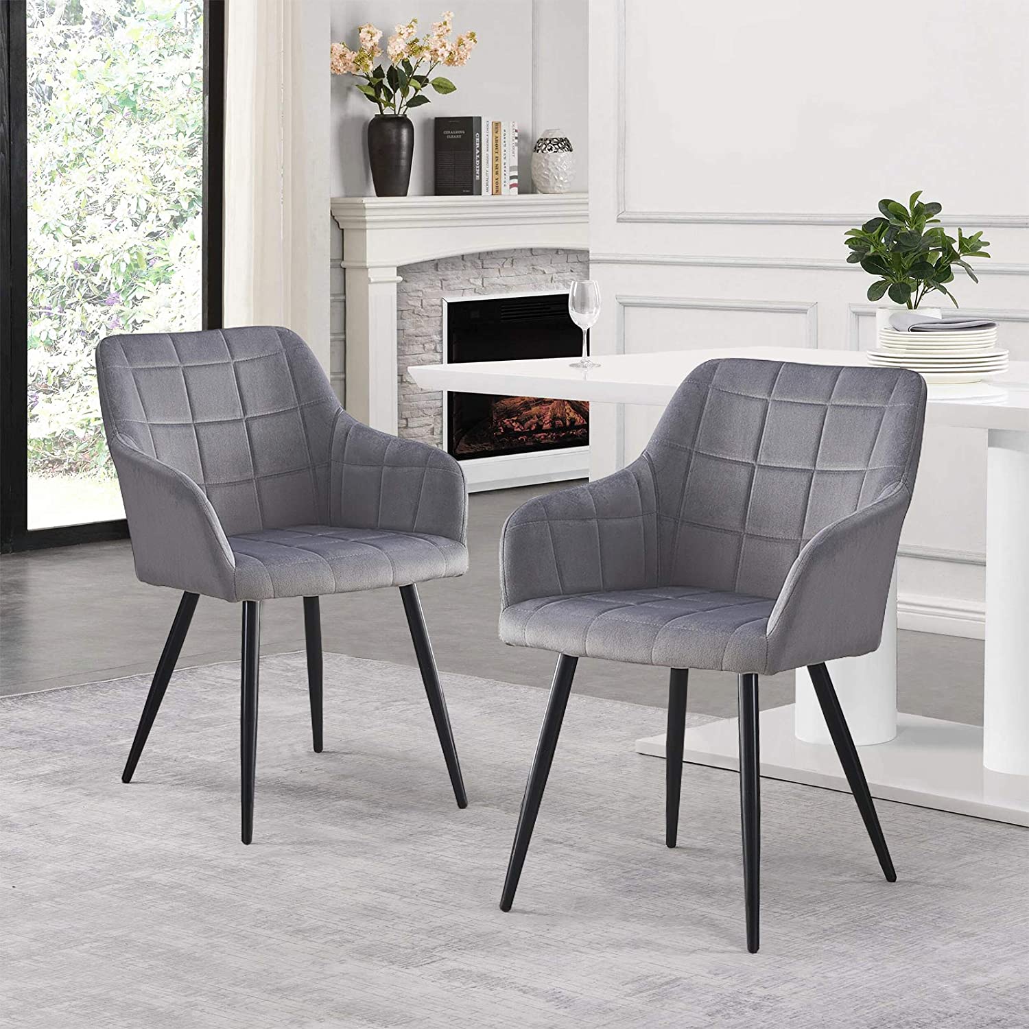 gray velvet dining chairs set of 2