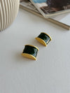 Vintage Dark Green Clip On Earrings - Cecilia Vintage
