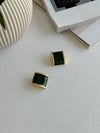 Vintage Dark Green Clip On Earrings - Cecilia Vintage