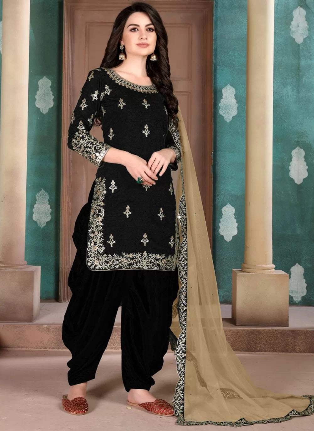 Black Art Silk Patiala Suits – Gunj Fashion
