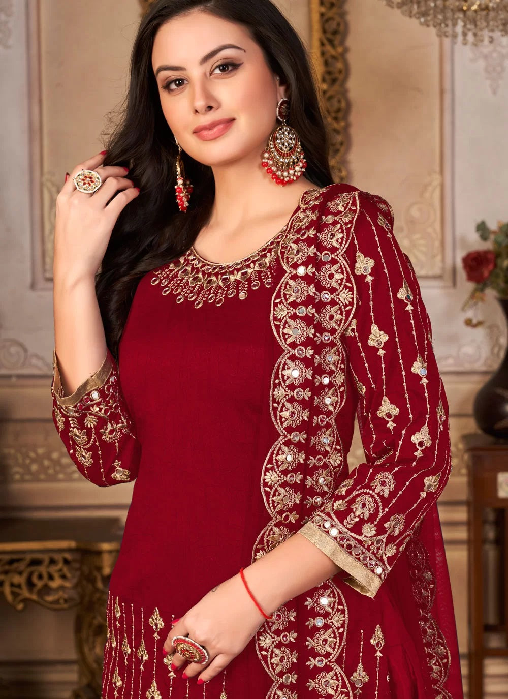 Best Stylish Art Silk Patiyala Suit In Maroon | Punjabi Suits ...