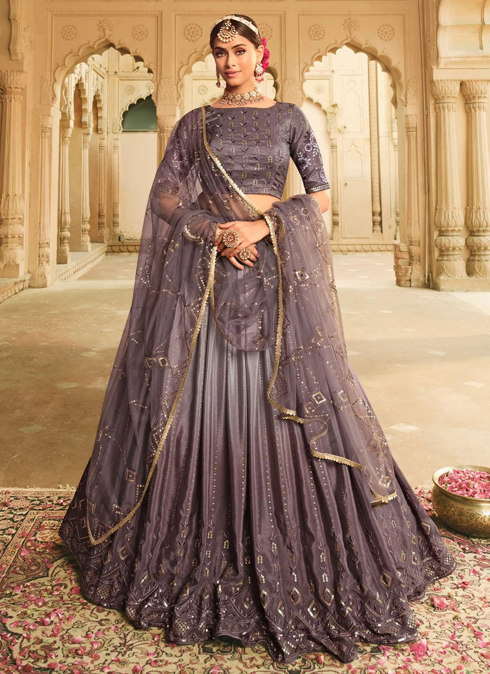 Lehenga Design For Bride | Superb Silk Embroidered Lehenga For ...